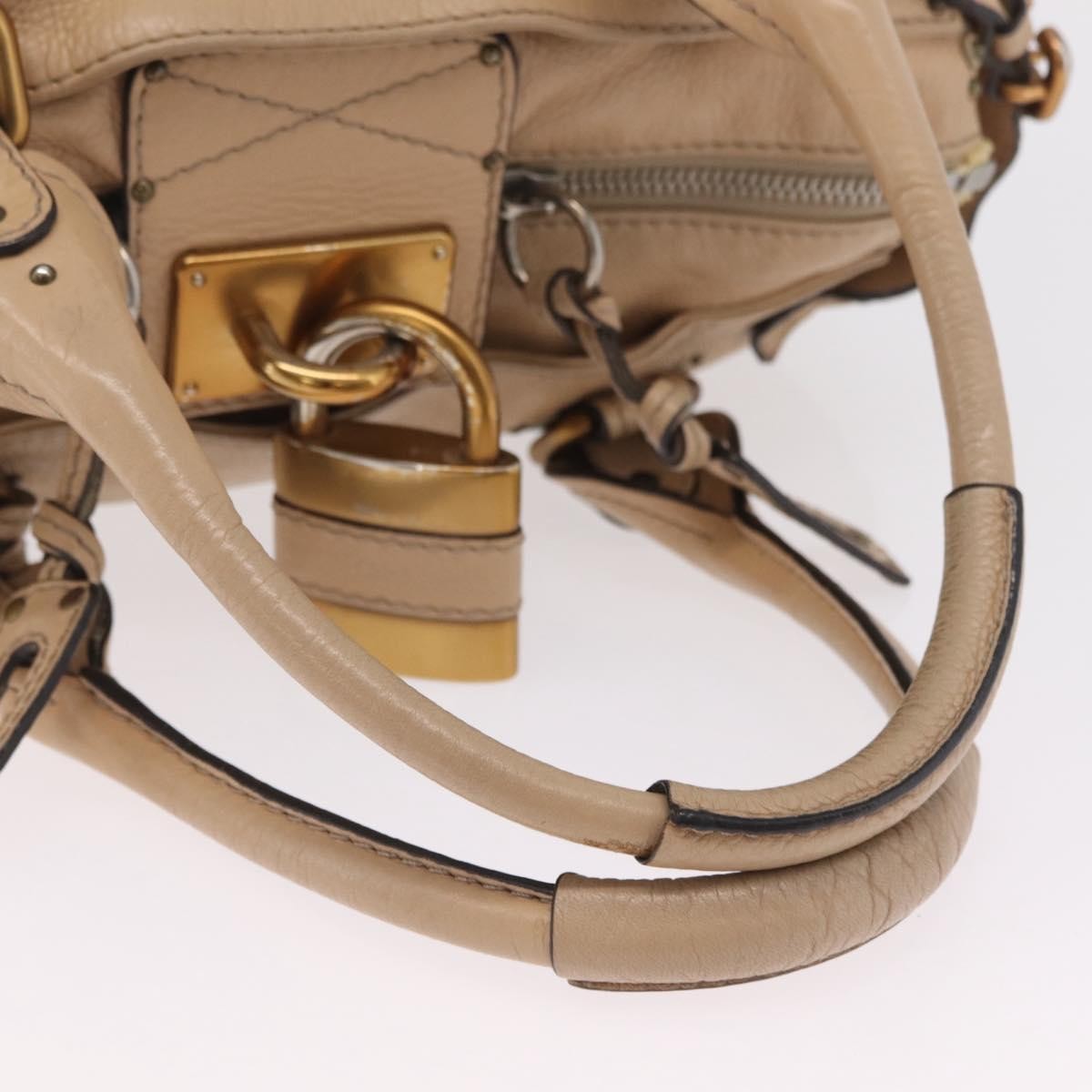 Chloe Paddington Lock Leather Beige Leather Handbag (Pre-Owned)