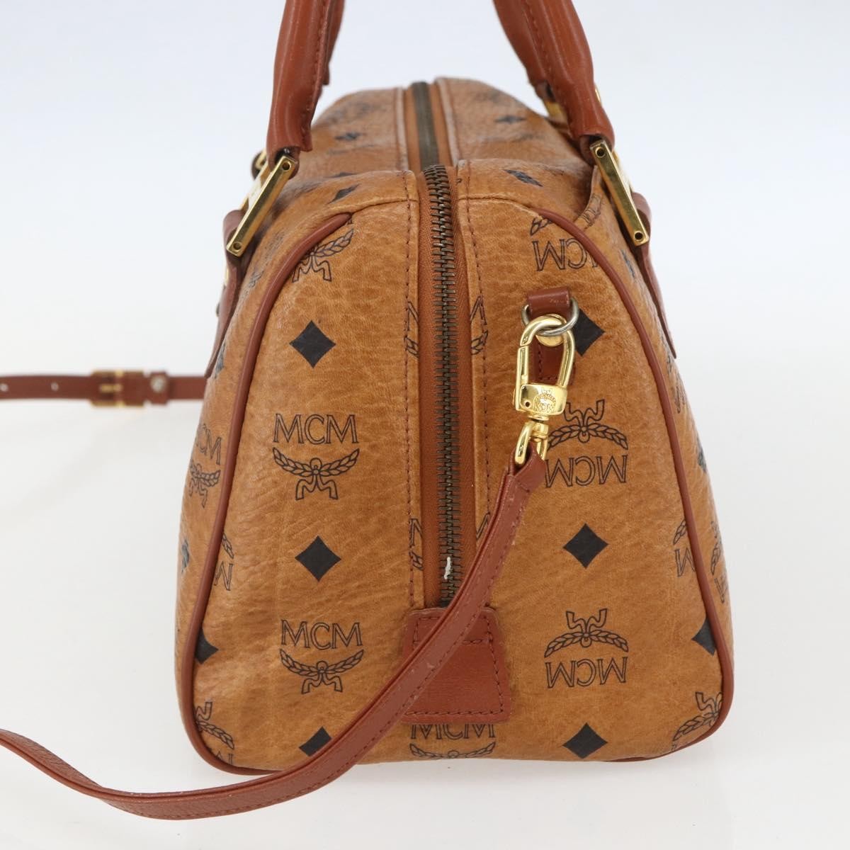 MCM Visetos Logogramme Canvas And Leather Brown Canvas Handbag (Pre-Owned)