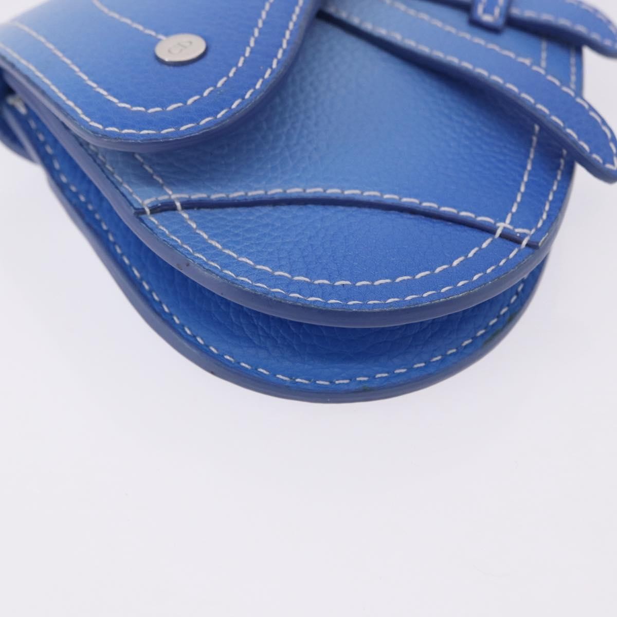 Christian Dior Saddle Wristlet Clutch Leather Blue Leather Clutche & Pouche Bag (Pre-Owned)