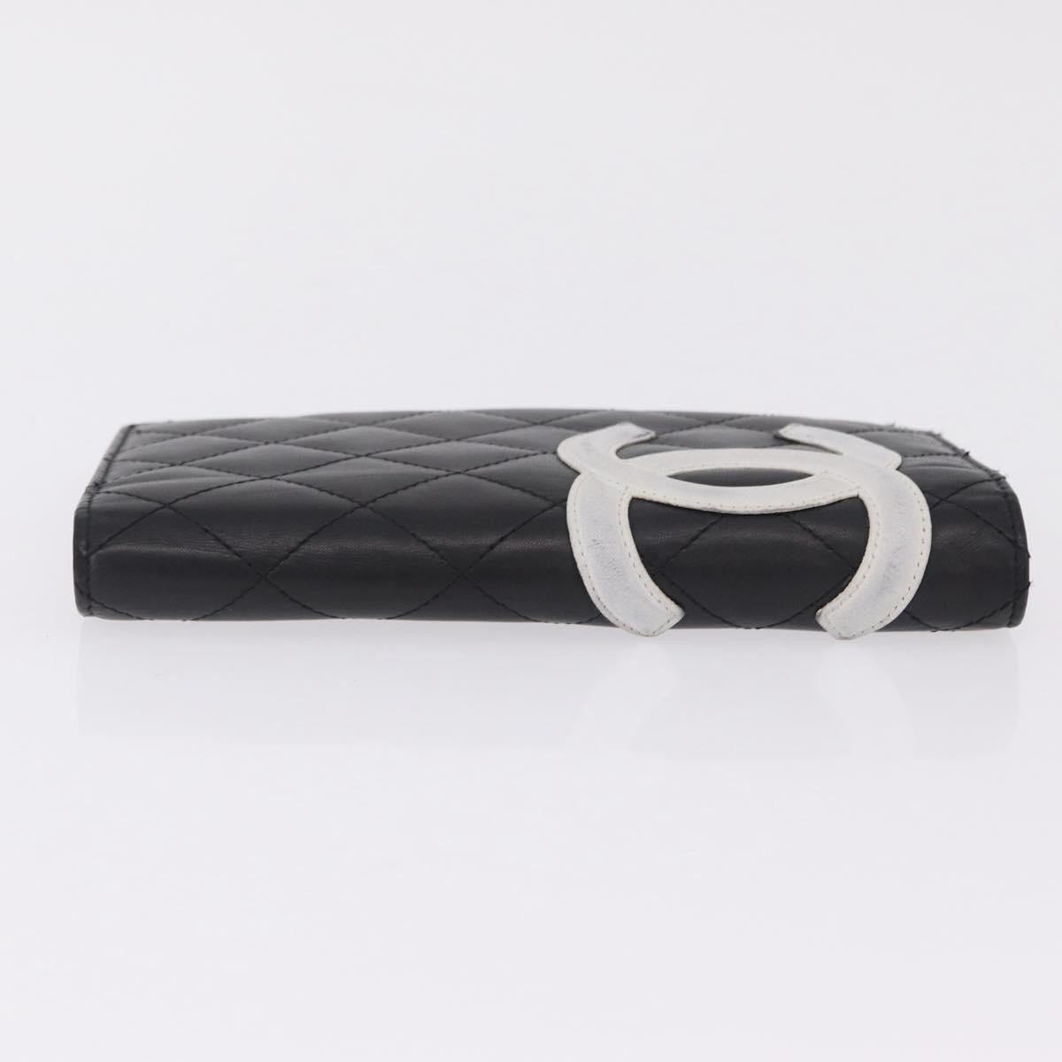 Chanel Cambon Bifold Quilted Calfskin Black Leather Wallets Accessory (Pre-Owned)