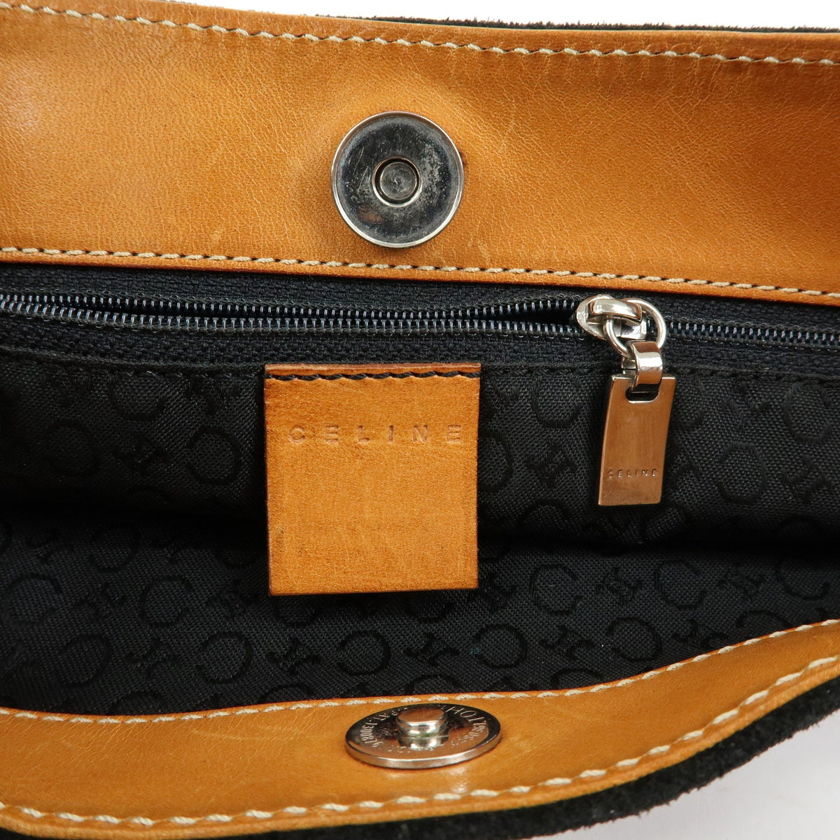Celine C Macadam Shoulder Suede Black Suede Handbag (Pre-Owned)