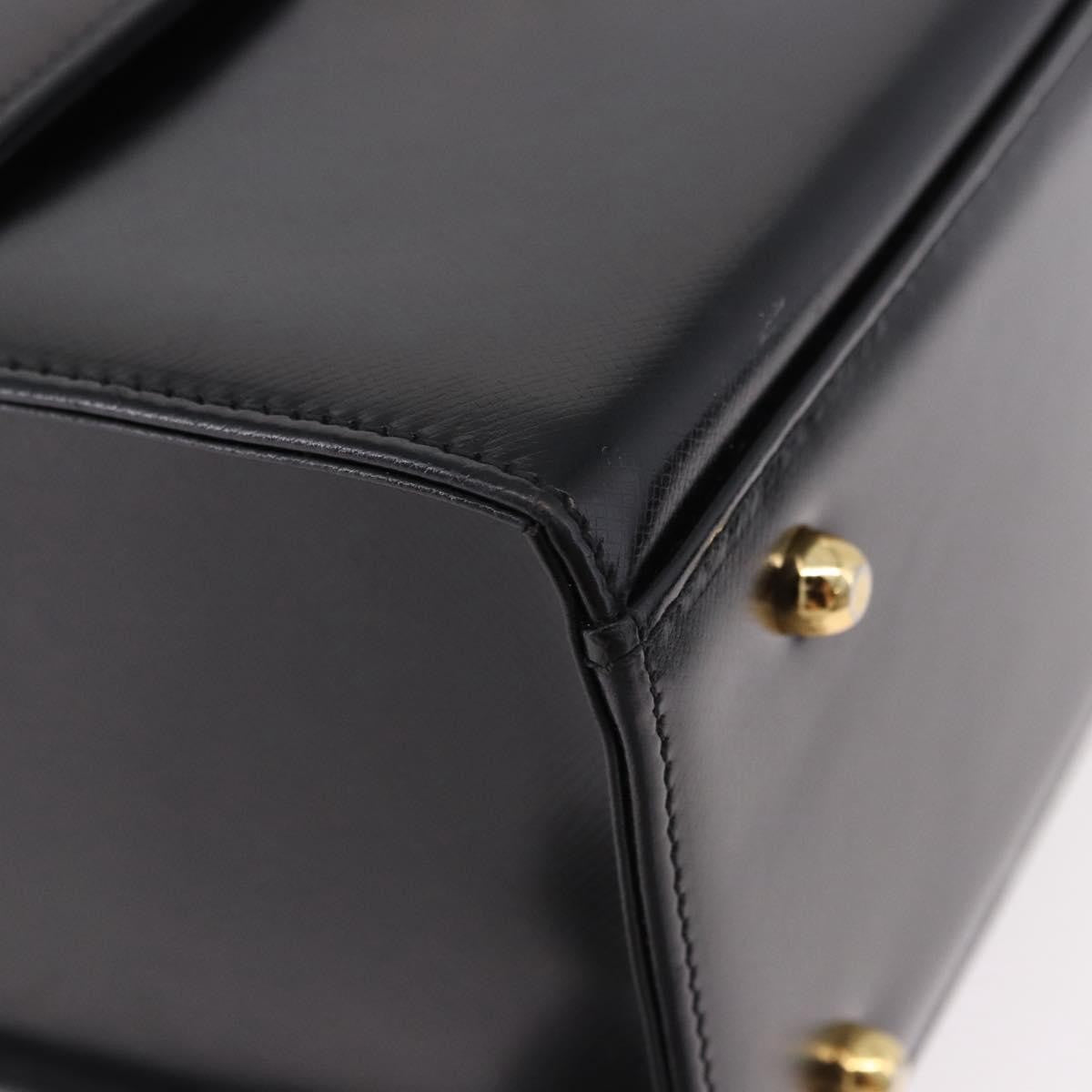 Versace Vintage Leather Black Leather Handbag (Pre-Owned)