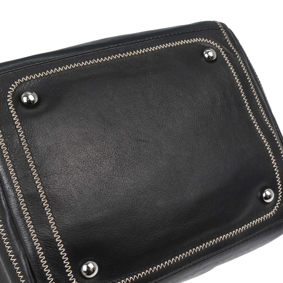 Chanel Cc Bowler Leather Black Leather Handbag (Pre-Owned)