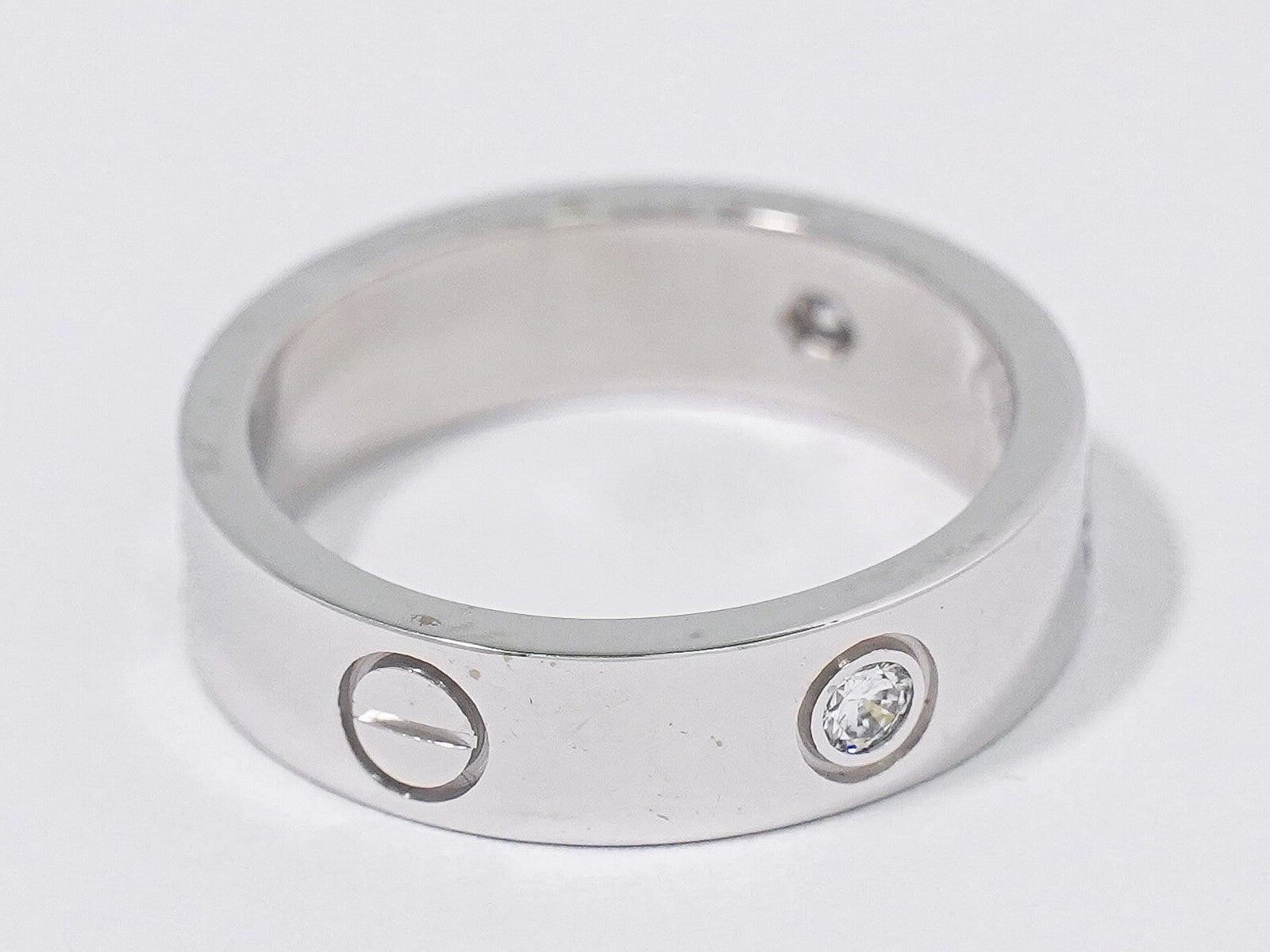 Cartier Love Wedding Band 1 Diamond 18K White Gold With Diamond White White_Gold Ring Jewelry (Pre-Owned)