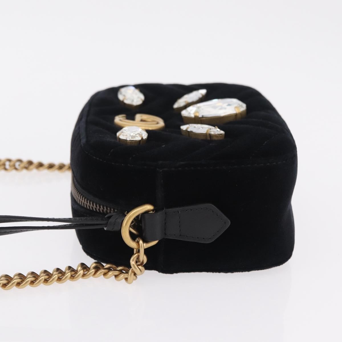 Gucci Gg Marmont Crystal Embellished Matelasse Velvet Black Velvet Shoulder Bag Bag (Pre-Owned)