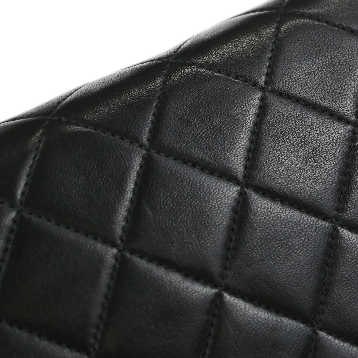 Chanel Vintage Full Flap Quilted Lambskin Black Leather Shoulder Bag Bag (Pre-Owned)