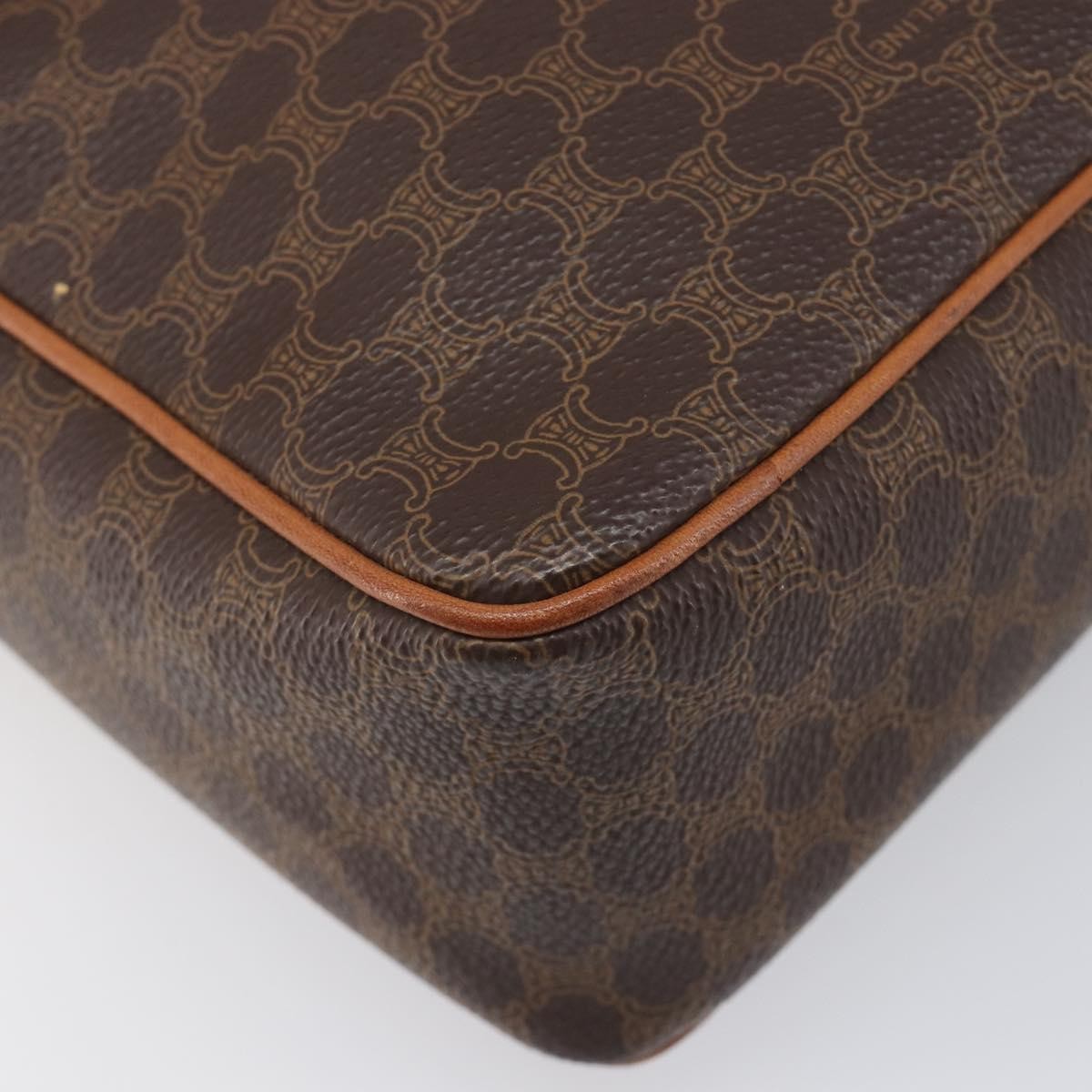 Celine Vintage Macadam Circle Logo Canvas And Leather Brown Pvc Shoulder Bag Bag (Pre-Owned)