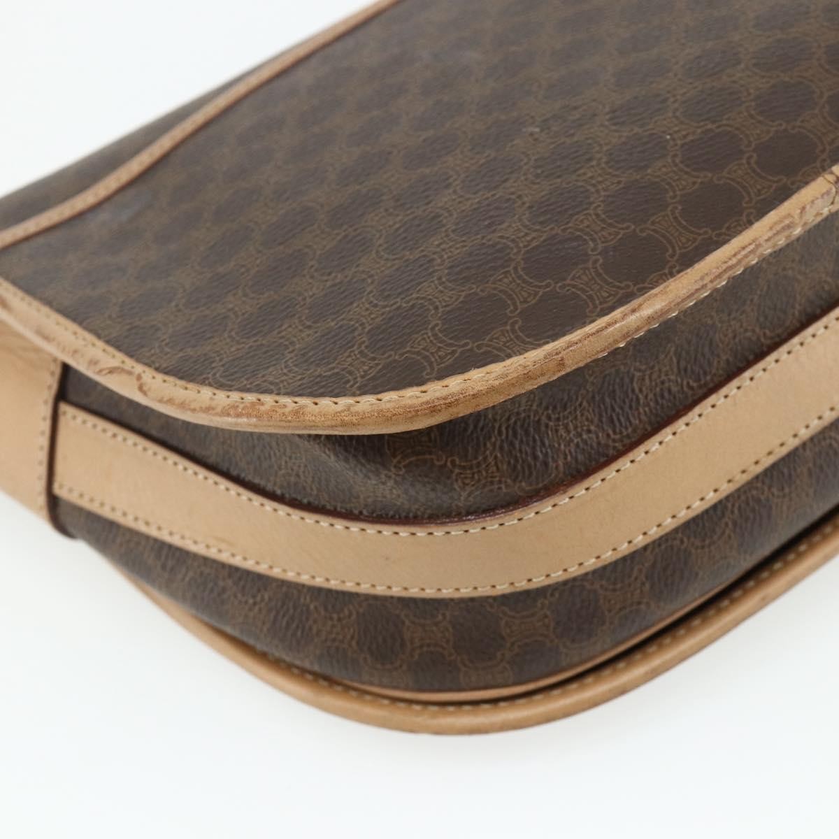 Celine Vintage Macadam Canvas And Leather Brown Canvas Shoulder Bag Bag (Pre-Owned)
