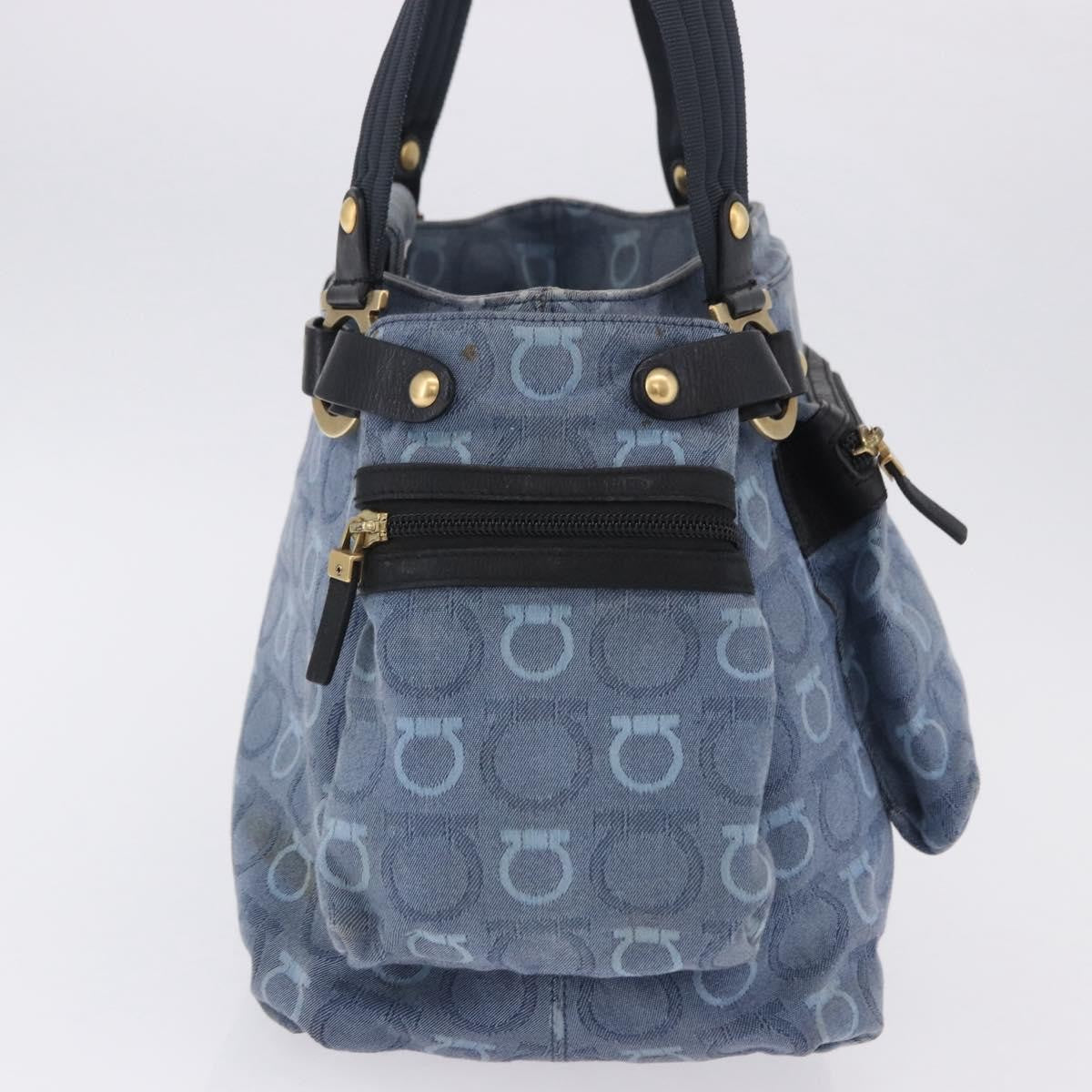 Salvatore Ferragamo Gancini Canvas Navy Canvas Crossbody Bag Bag (Pre-Owned)