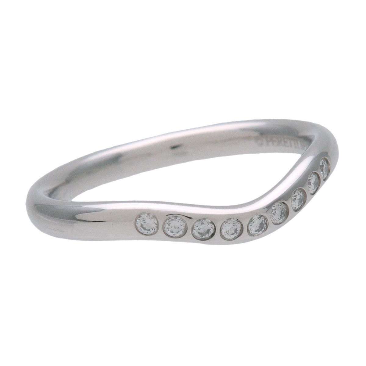 Tiffany & Co. Elsa Peretti Curved Wedding Band Platinum With Diamonds Silver Platinum Ring Jewelry (Pre-Owned)
