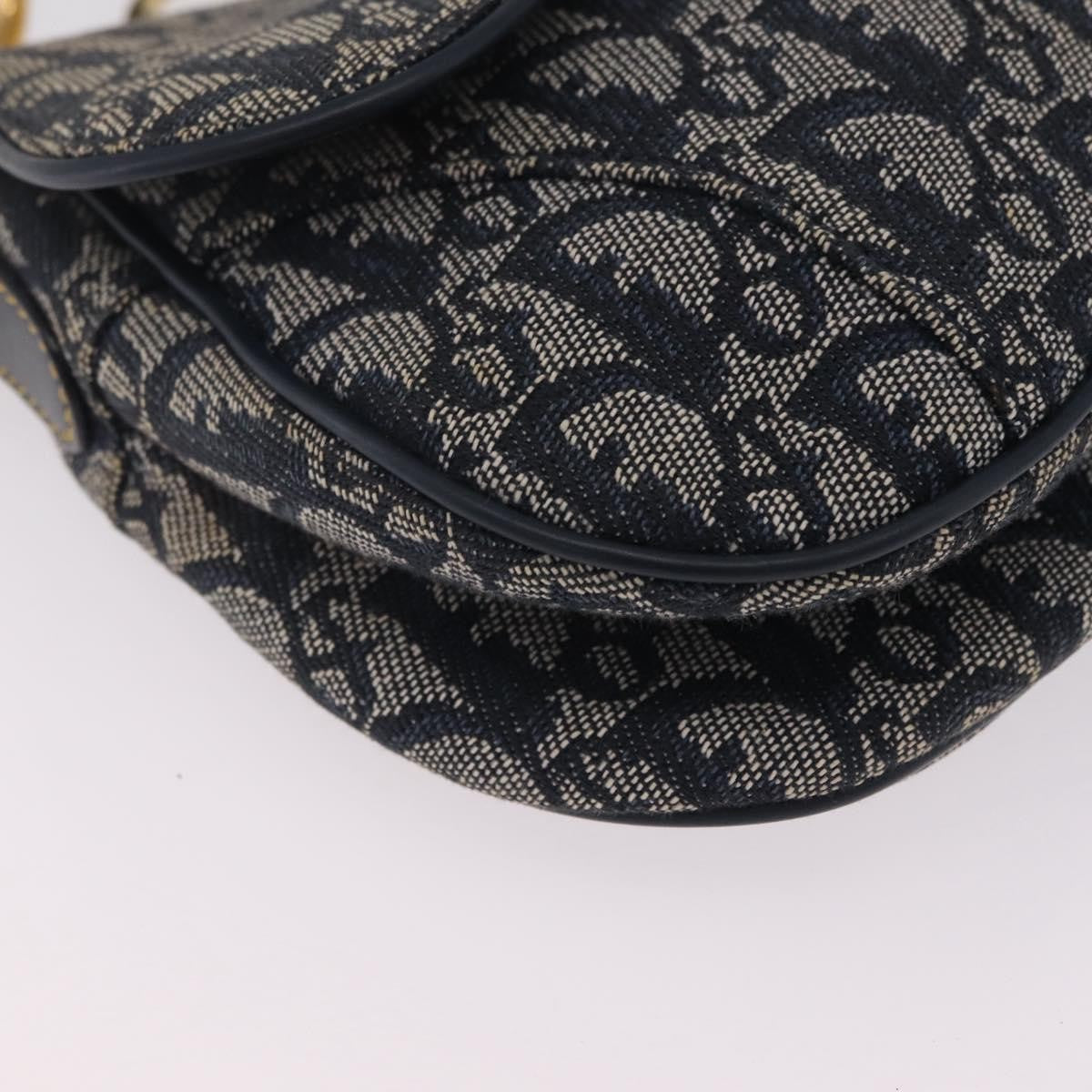 Christian Dior Vintage Double Saddle Diorissimo Canvas Navy Canvas Handbag (Pre-Owned)