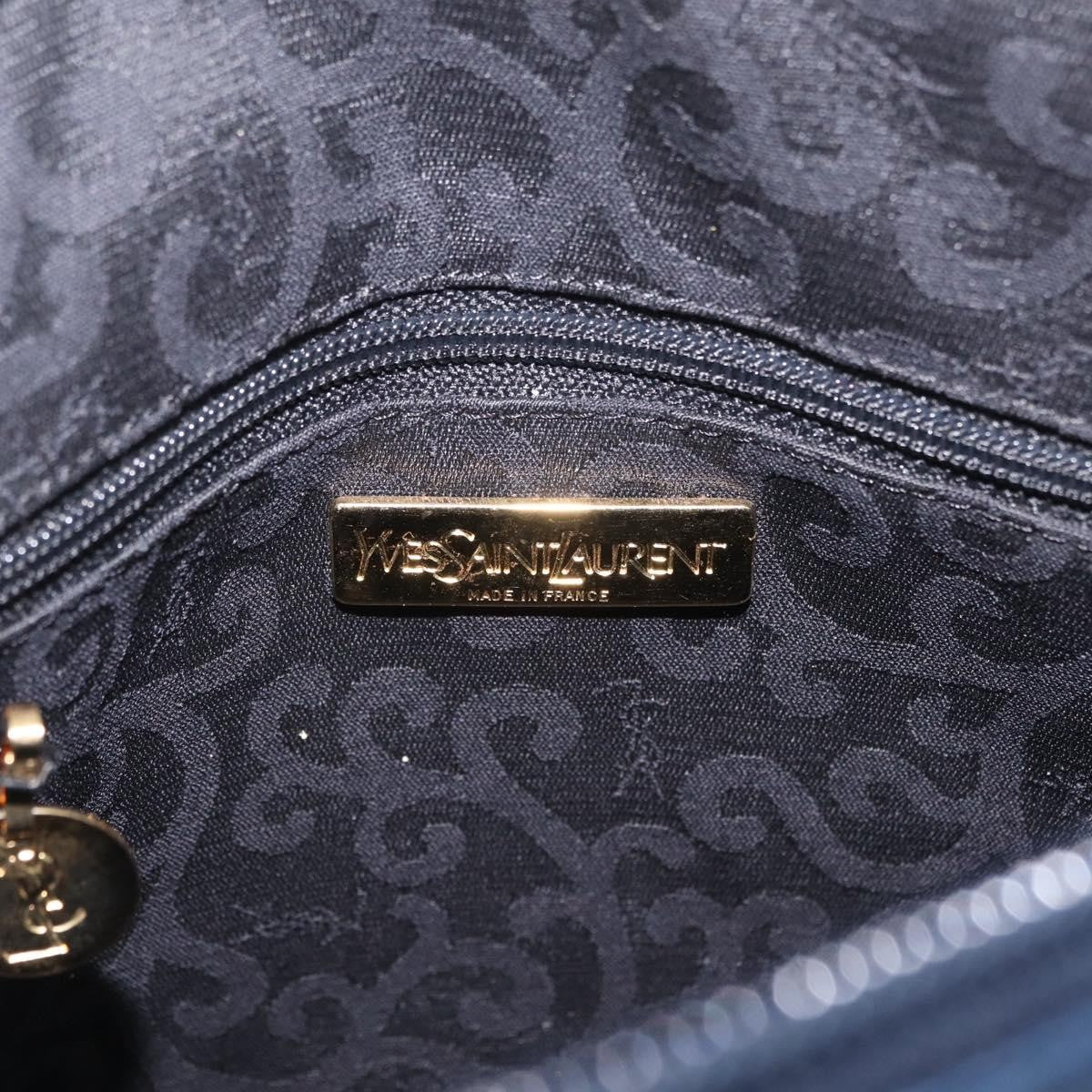 Saint Laurent Overseas Leather Navy Leather Tote Bag Bag (Pre-Owned)