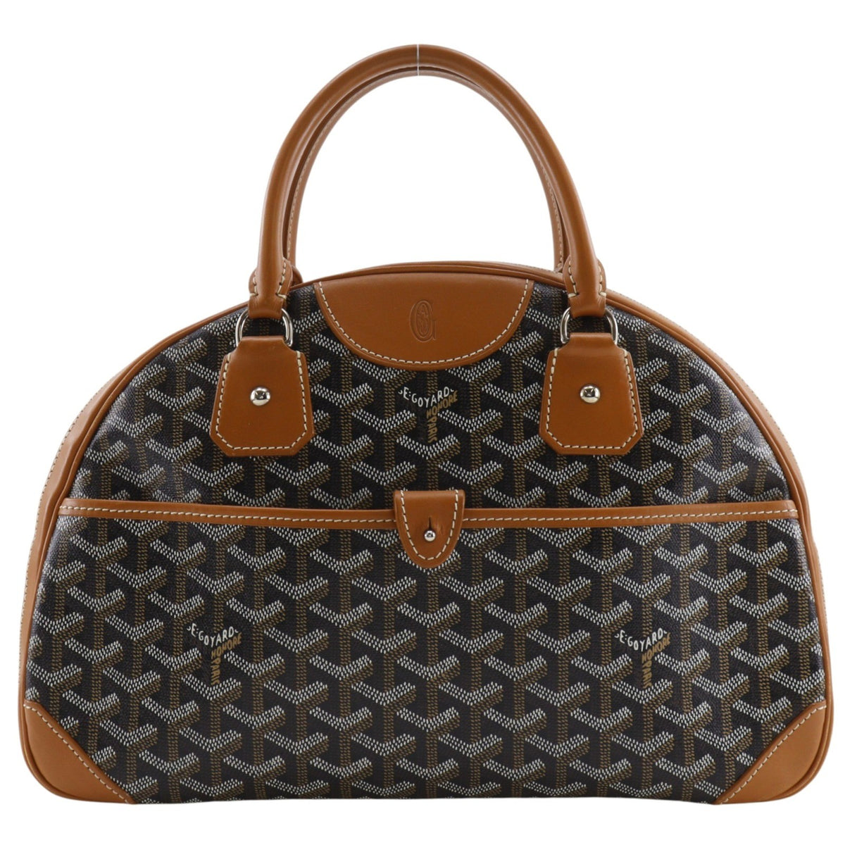 Goyard Saint Jeanne Coated Canvas Black Leather Handbag (Pre-Owned)