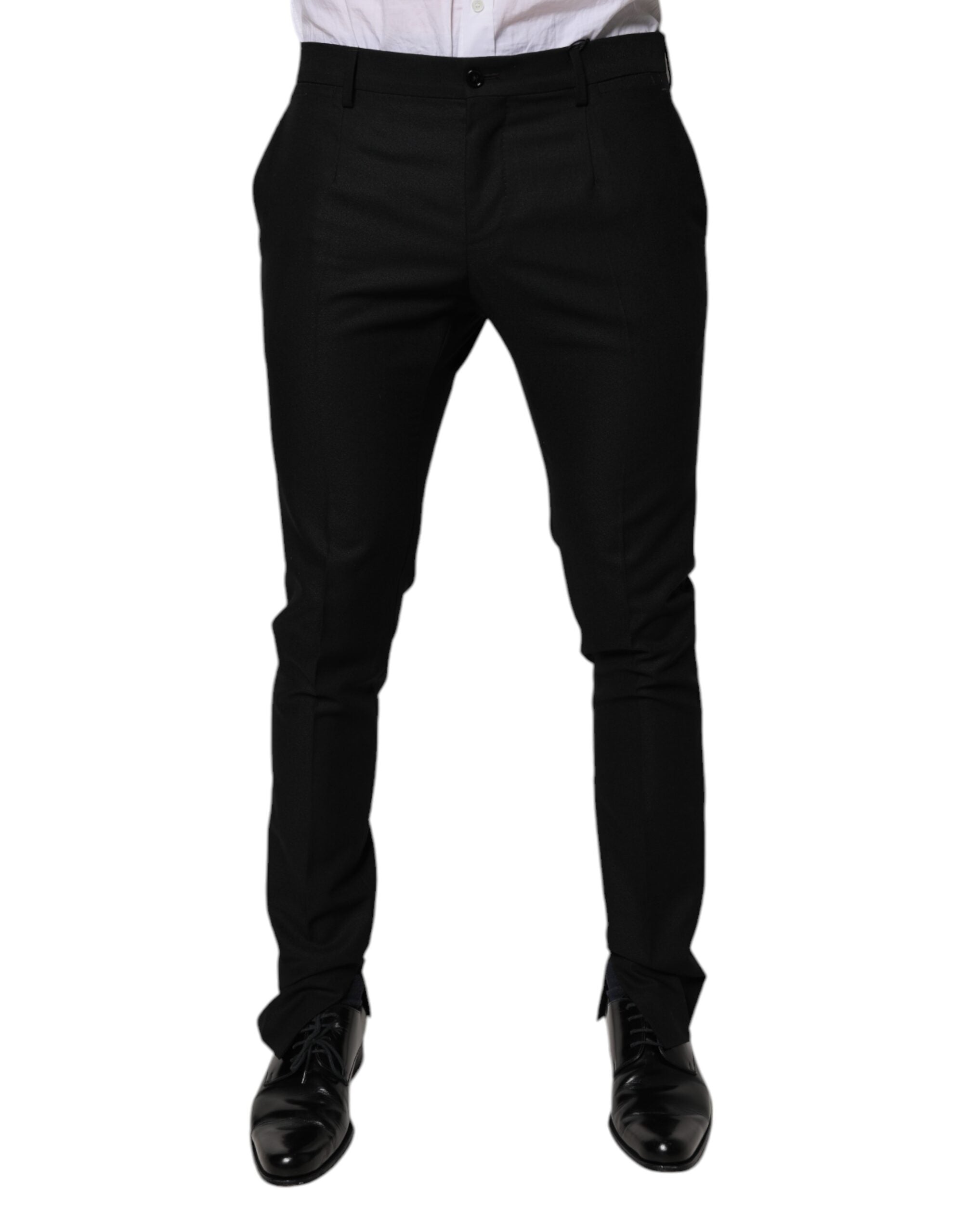 Dolce & Gabbana Black Virgin Wool MenSkinny Dress Formal Men's Pants