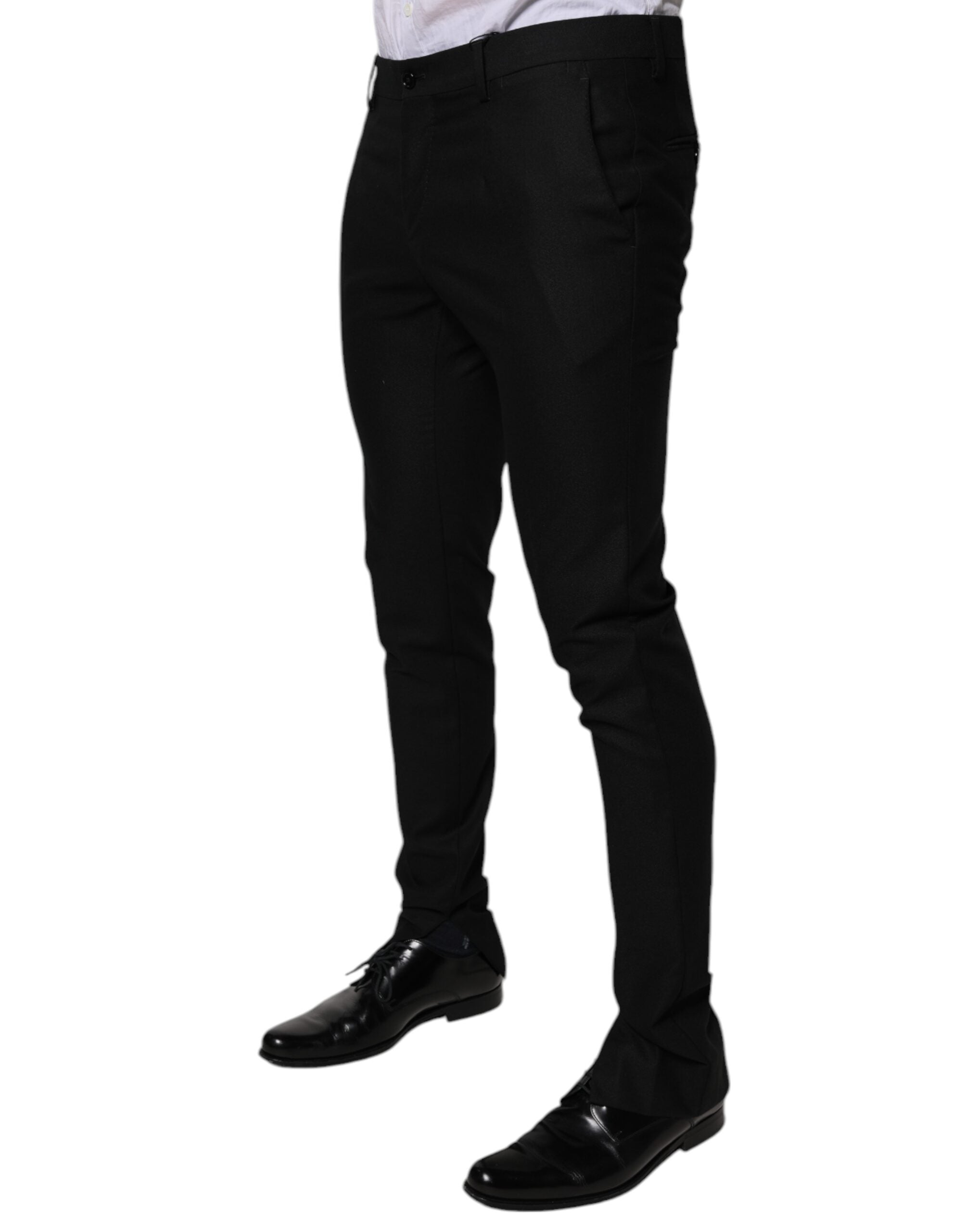 Dolce & Gabbana Black Virgin Wool MenSkinny Dress Formal Men's Pants
