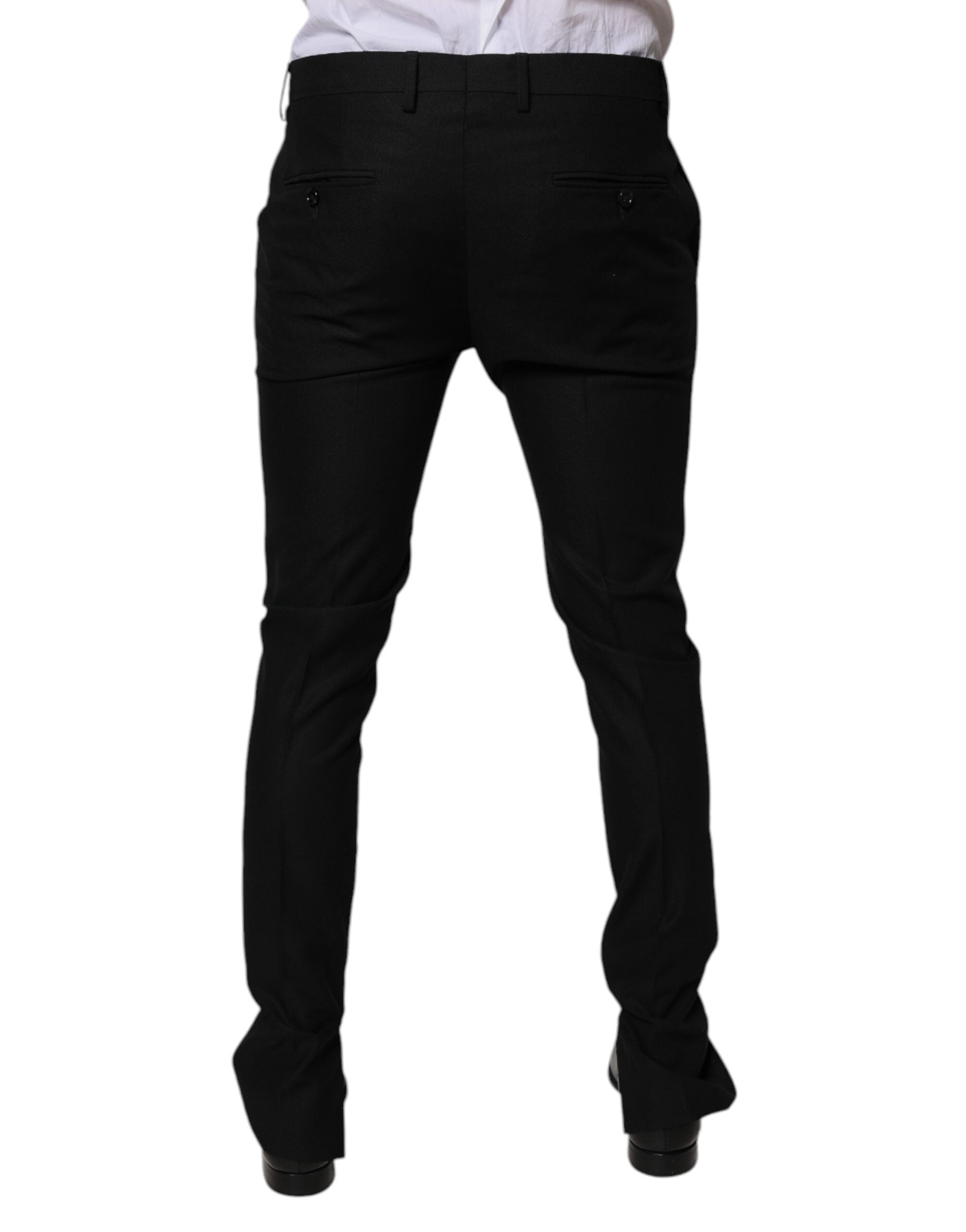Dolce & Gabbana Black Virgin Wool MenSkinny Dress Formal Men's Pants
