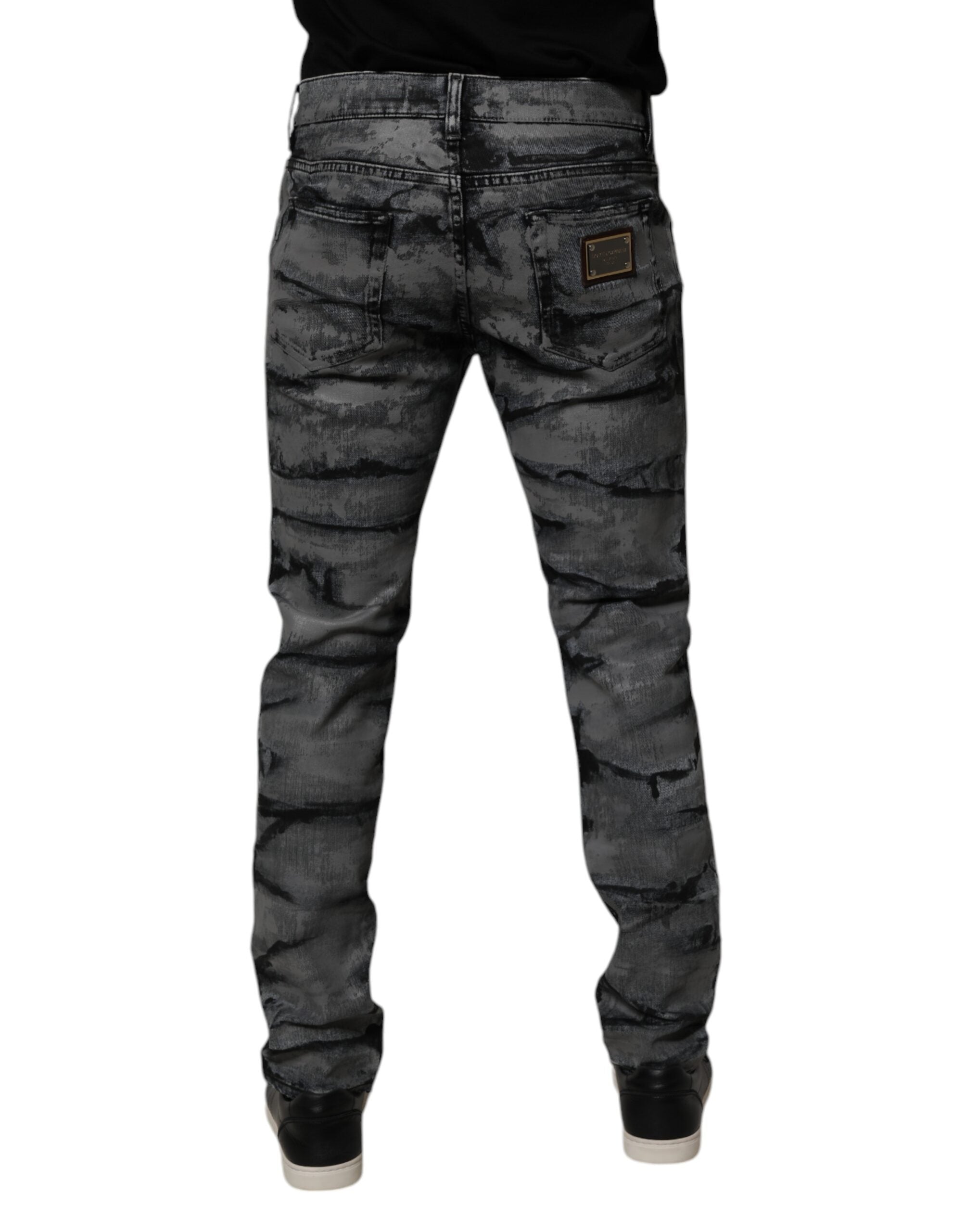 Dolce & Gabbana Gray Tie Dye Cotton Skinny Men Denim Men's Jeans