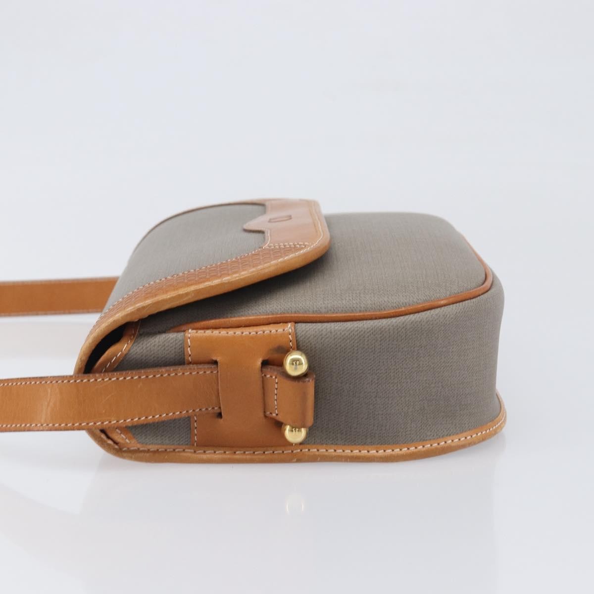 Christian Dior Vintage Cd Logo Canvas And Leather Gray Canvas Shoulder Bag Bag (Pre-Owned)