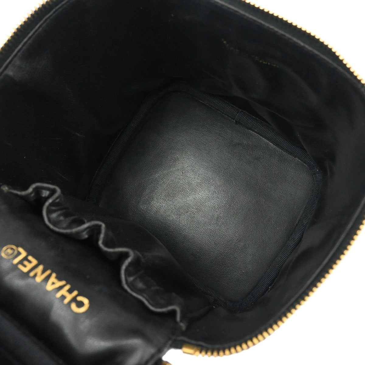 Chanel Vintage Timeless Cosmetic Case Caviar Black Leather Handbag (Pre-Owned)