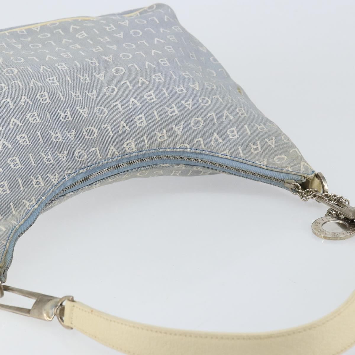 Bvlgari Logomania Canvas With Leather Blue Canvas Shoulder Bag Bag (Pre-Owned)