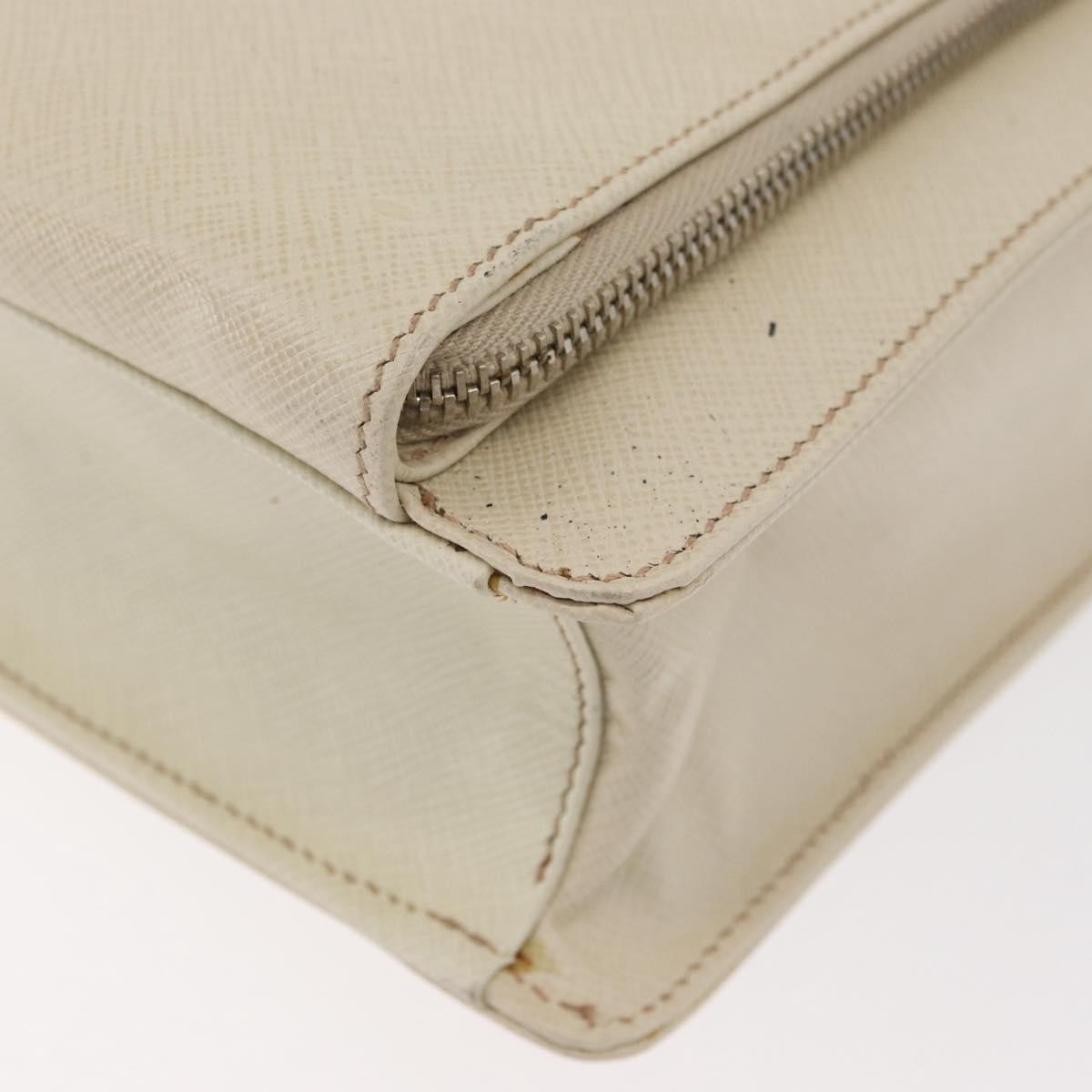 Prada Convertible Travel Saffiano Leather Beige Leather Briefcase Bag (Pre-Owned)