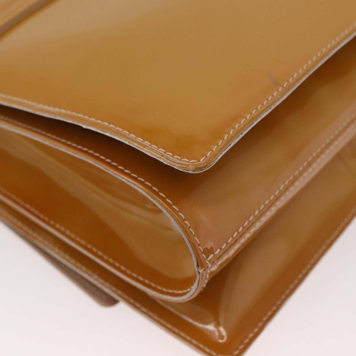 Salvatore Ferragamo Gancini Patent Leather Beige Patent_Leather Handbag (Pre-Owned)