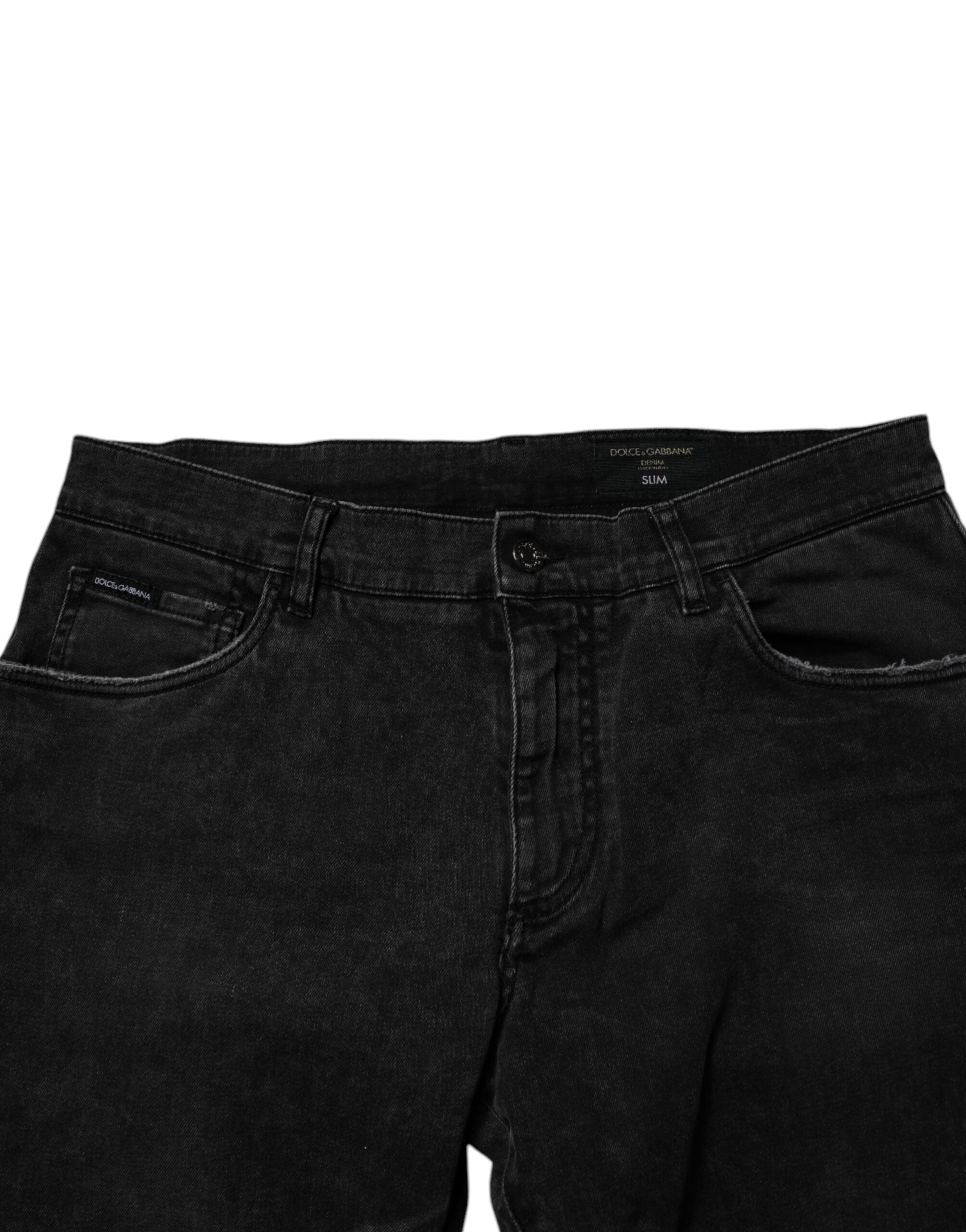 Dolce & Gabbana Light Blue Leaf Cotton Classic Men Denim Men's Jeans