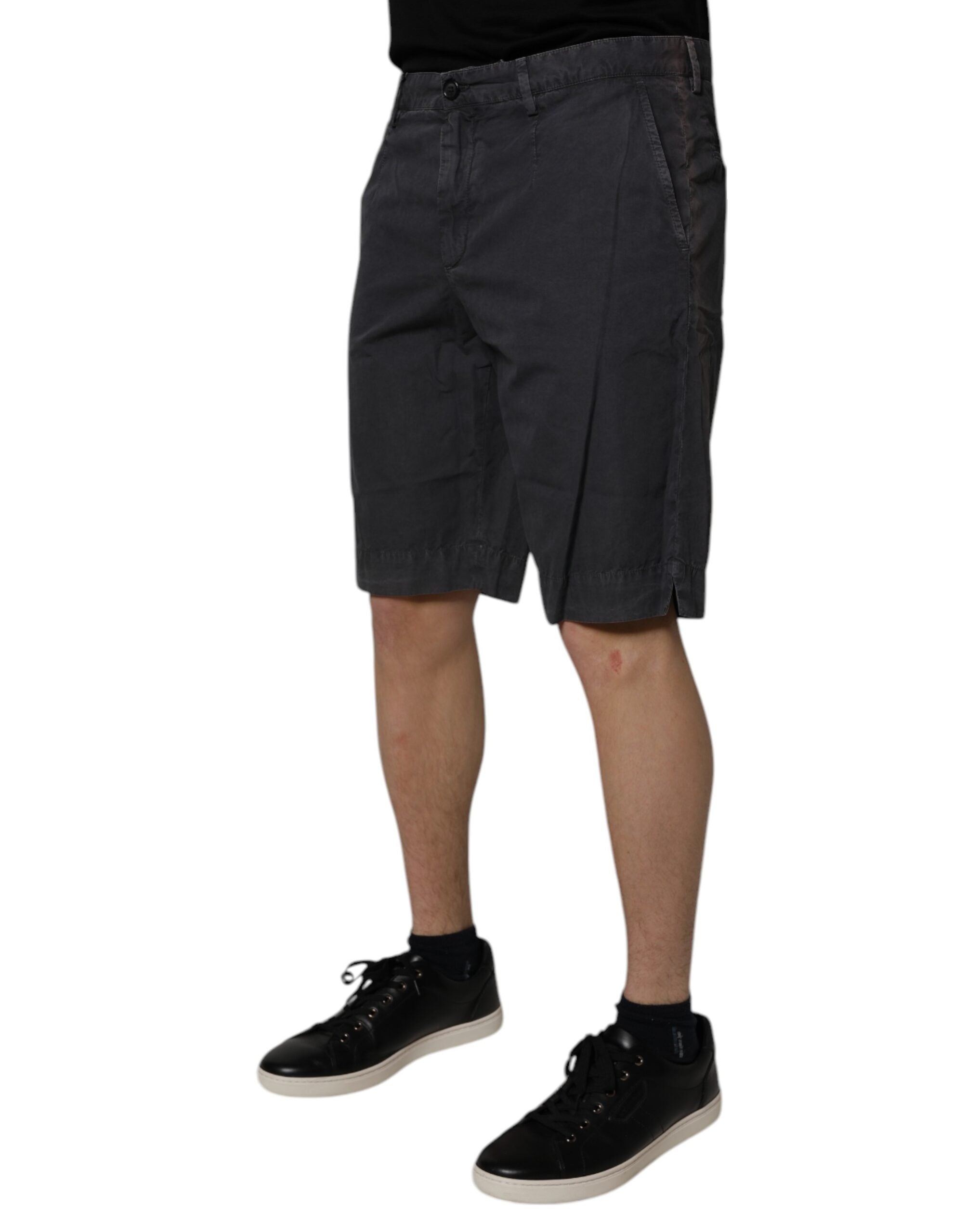 Dolce & Gabbana Dark Gray Cotton Mid Waist Men Bermuda Men's Shorts (Pre-Owned)