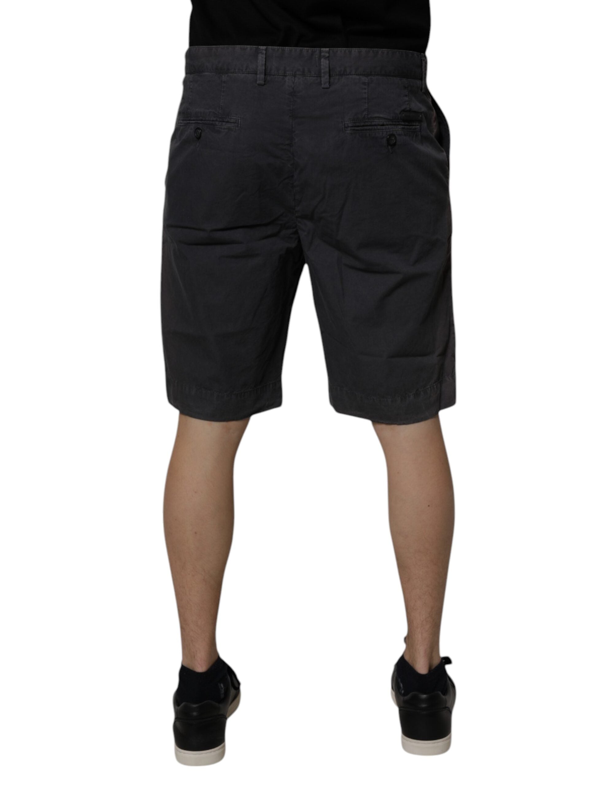 Dolce & Gabbana Dark Gray Cotton Mid Waist Men Bermuda Men's Shorts (Pre-Owned)