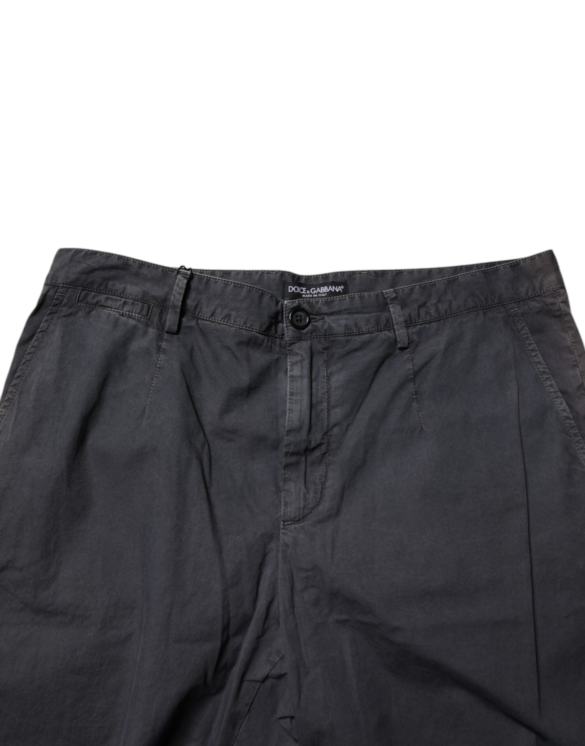 Dolce & Gabbana Dark Gray Cotton Mid Waist Men Bermuda Men's Shorts (Pre-Owned)