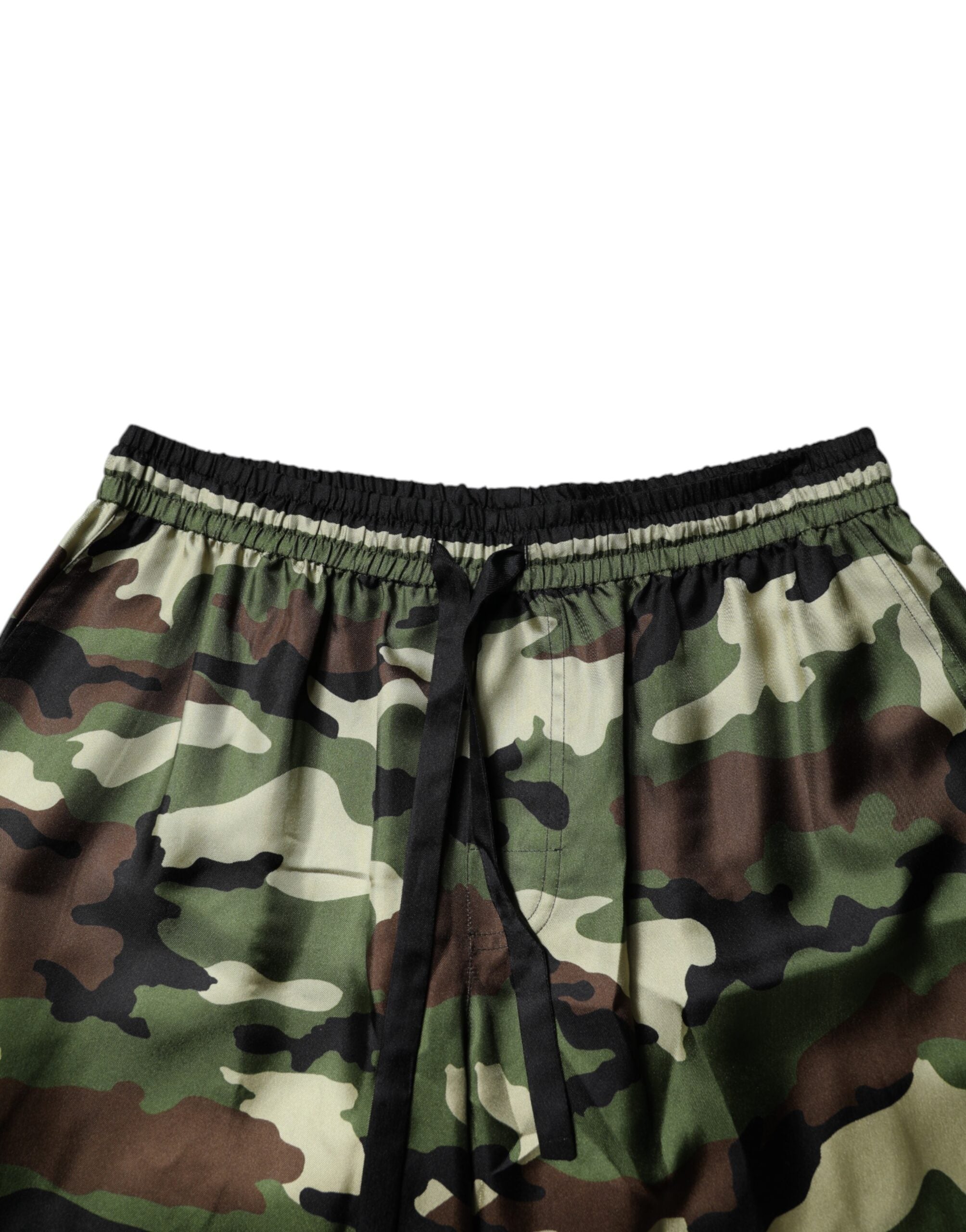 Dolce & Gabbana Multicolor Camouflage Silk Mid Waist Bermuda Men's Shorts (Pre-Owned)