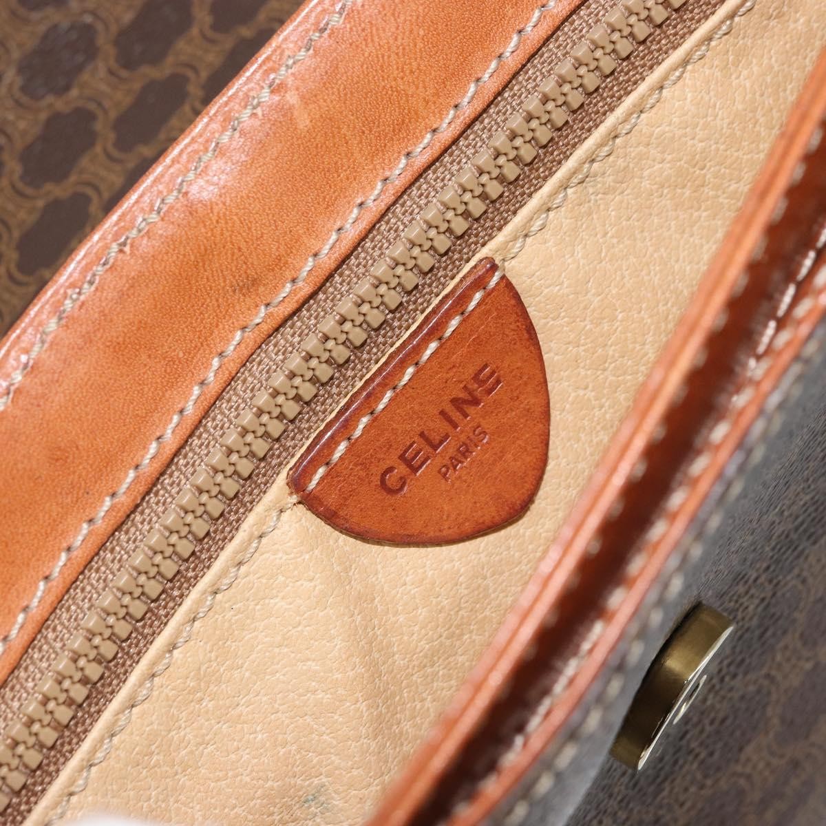 Celine Vintage Macadam Canvas And Leather Brown Canvas Shoulder Bag Bag (Pre-Owned)
