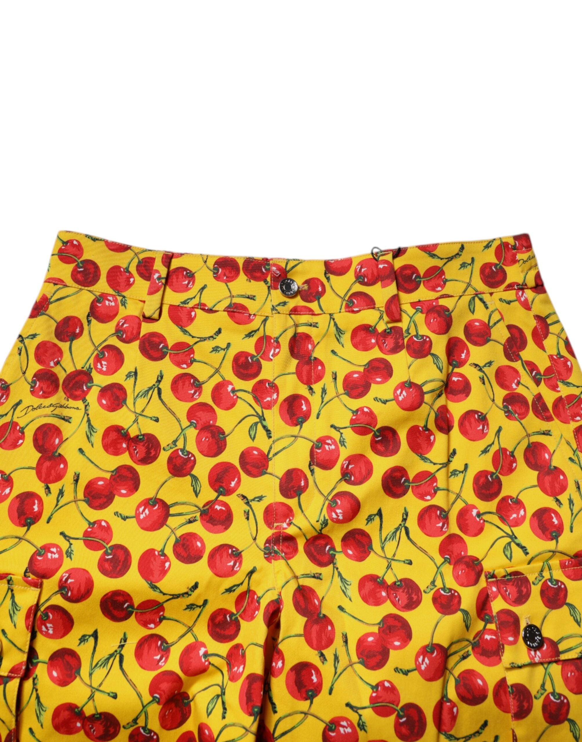 Dolce & Gabbana Yellow Cherry Print Cotton Men Bermuda Men's Shorts