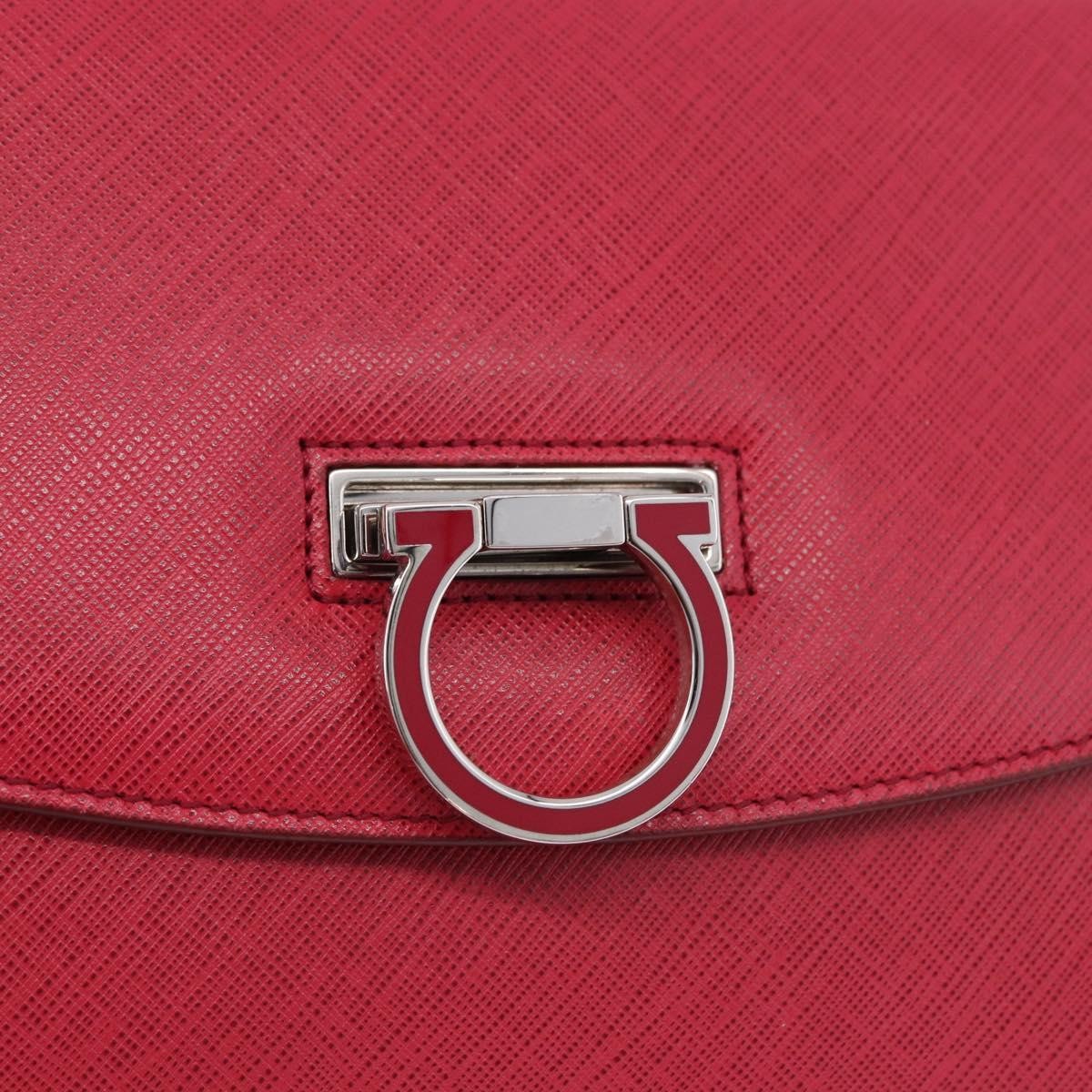 Salvatore Ferragamo Gancini Convertible Top Handle Saffiano Leather Pink Leather Handbag (Pre-Owned)