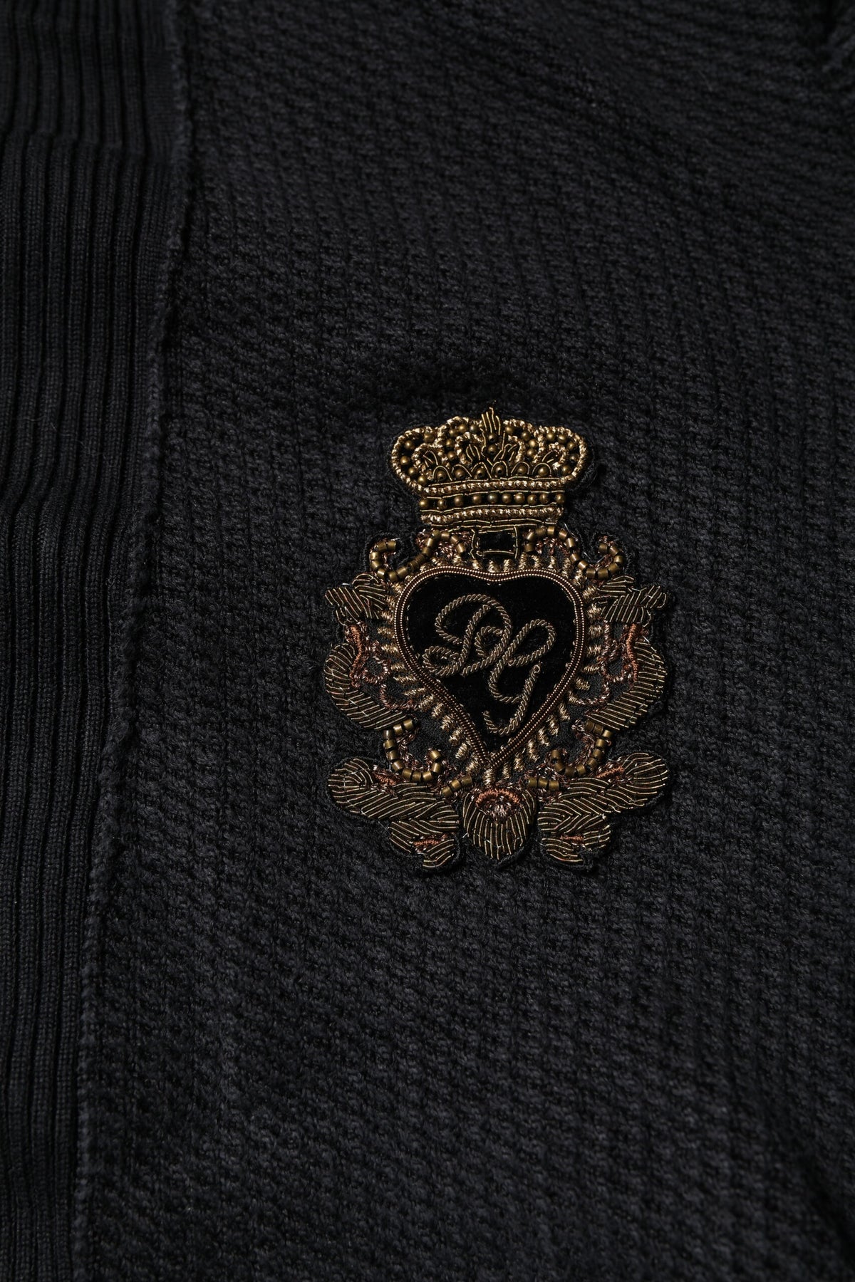 Dolce & Gabbana Black Heraldic Silk Buttoned Pullover Men's Sweater (Pre-Owned)