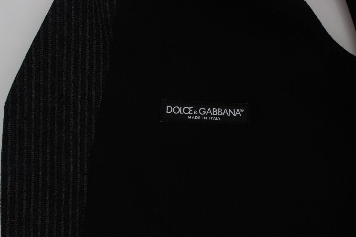 Dolce & Gabbana Elegant Gray Striped Wool Men's Vest