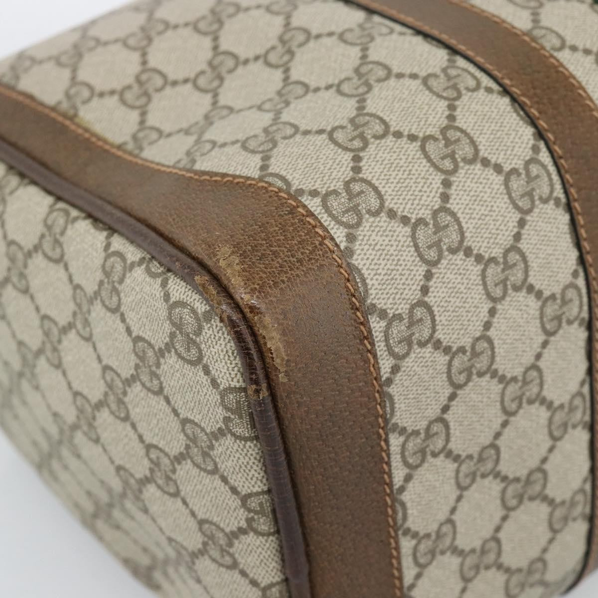 Gucci Vintage Web Boston Gg Coated Canvas Beige Canvas Handbag (Pre-Owned)