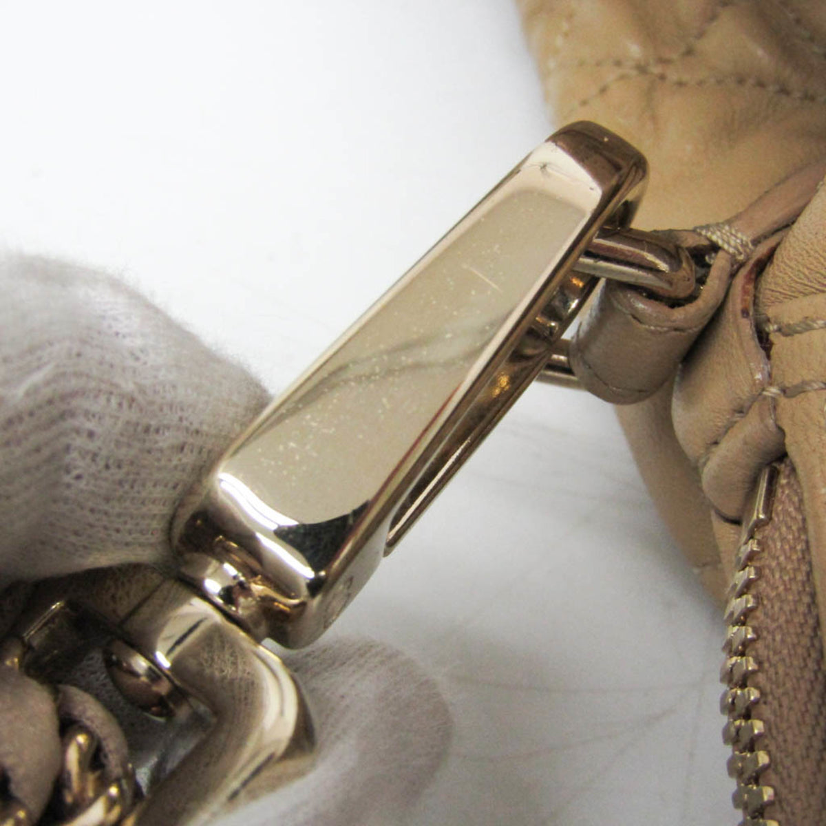 Christian Dior Lady Cannage Matelassé Beige Leather Handbag (Pre-Owned)