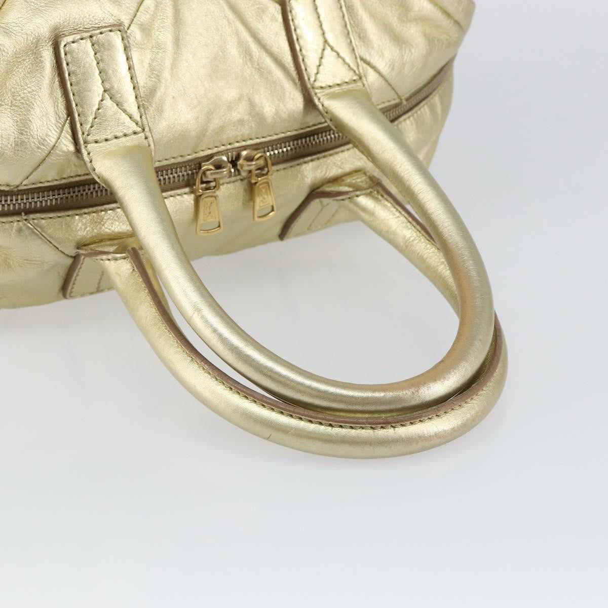 Saint Laurent Easy Y Suede With Fox Fur Gold Leather Bag (Pre-Owned)