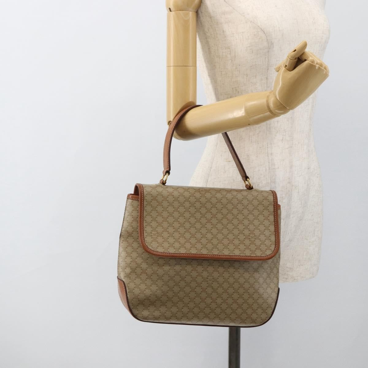 Celine Vintage Macadam Canvas And Leather Beige Canvas Handbag (Pre-Owned)
