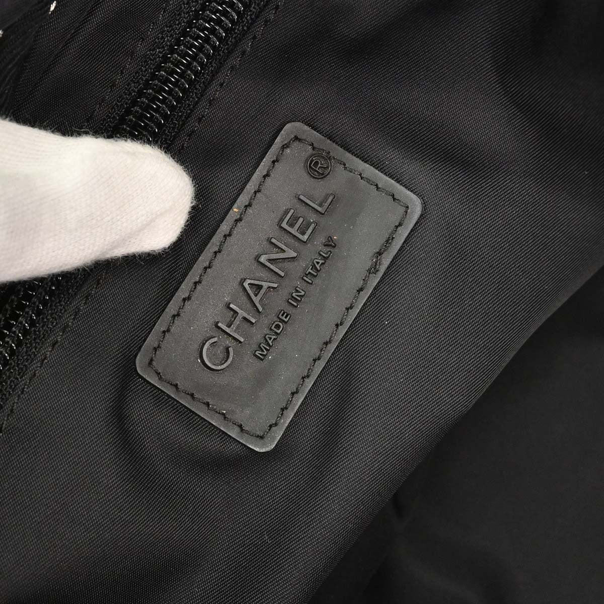 Chanel Sport Line Double Pocket Duffle Quilted Nylon Black Nylon Handbag (Pre-Owned)
