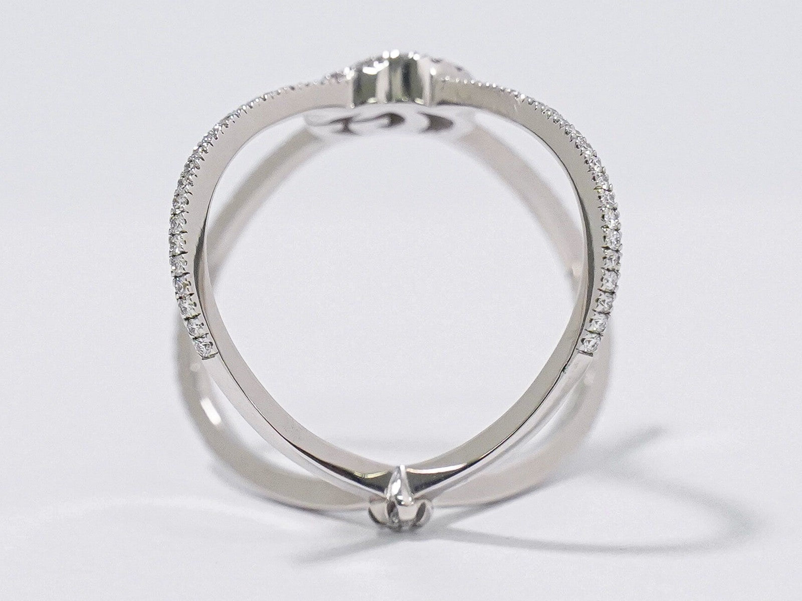 Gucci Gg Running Cross 18K White Gold And Pave Diamonds White White_Gold Ring Jewelry (Pre-Owned)