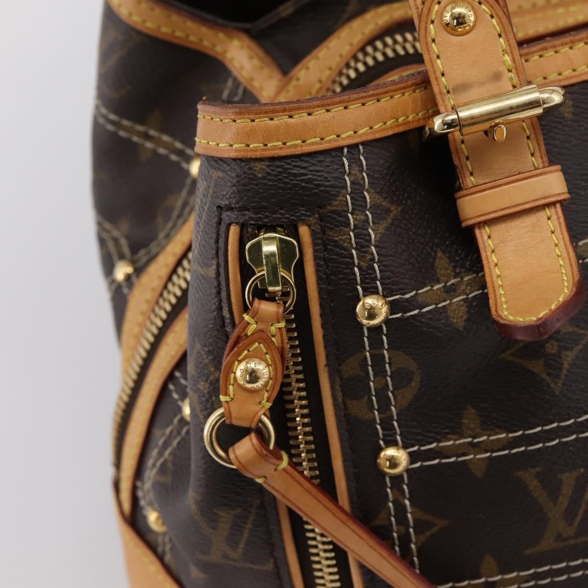 Louis Vuitton Riveting Monogram Canvas Brown Canvas Shoulder Bag Bag (Pre-Owned)