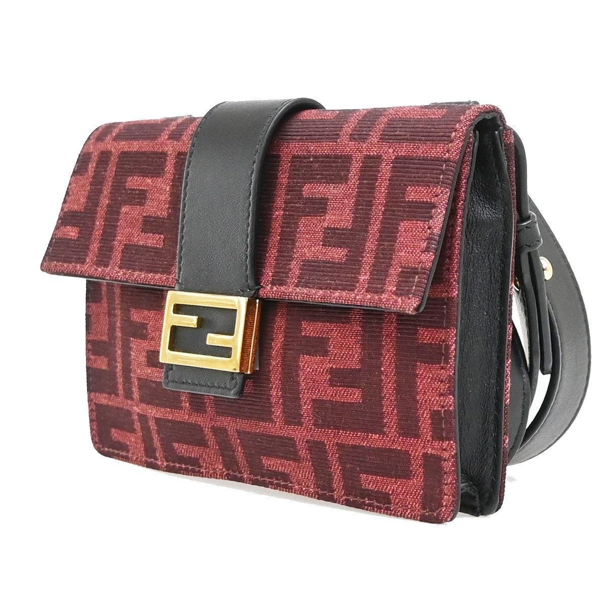 Fendi Baguette Convertible Pouch Zucca Canvas Burgundy Canvas Clutche & Pouche Bag (Pre-Owned)