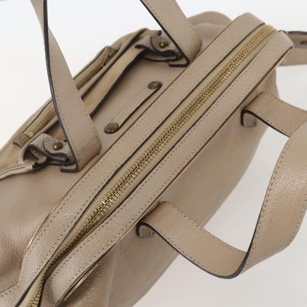 Chloe Abby Convertible Frame Satchel Leather With Suede Beige Leather Handbag (Pre-Owned)