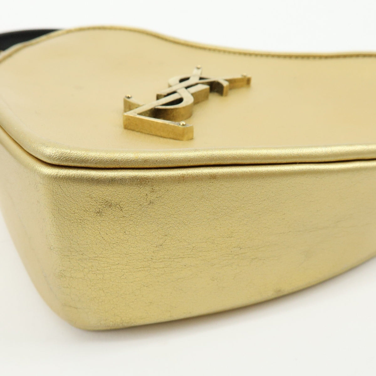 Saint Laurent Love Heart Tassel Chain Leather Gold Leather Handbag (Pre-Owned)
