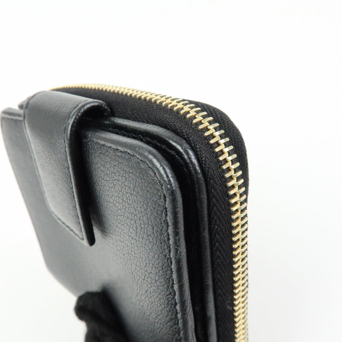 Saint Laurent Belle De Jour Zip Around French Leather Black Leather Wallets Accessory (Pre-Owned)