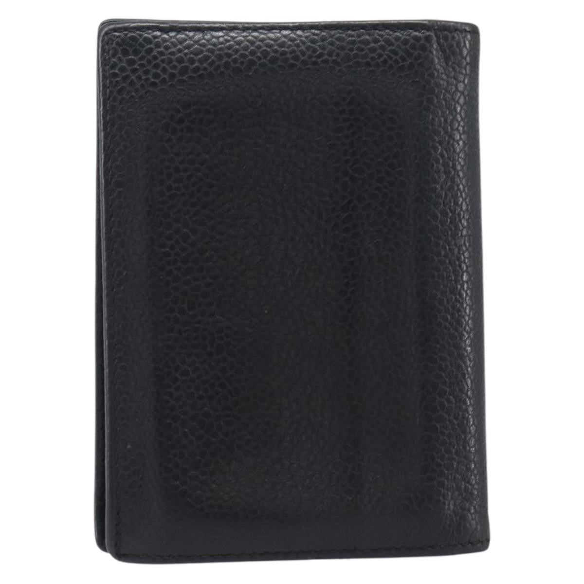 Chanel Timeless Bifold Card Case Caviar Black Leather Card Holders Accessory (Pre-Owned)