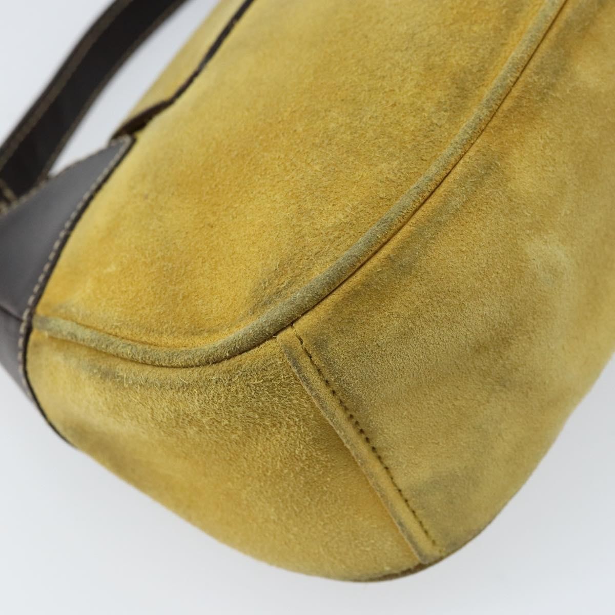 Prada Push Lock Flap Satchel Suede Yellow Suede Shoulder Bag Bag (Pre-Owned)