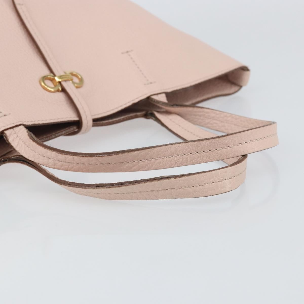 Salvatore Ferragamo Gancini Leather Pink Leather Tote Bag Bag (Pre-Owned)